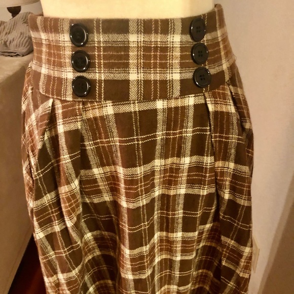 Belle poque Brown Retro Style Plaid skirt - Picture 4 of 9